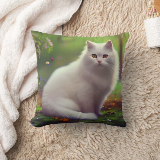 Coussin Belle Chat Blanc Fluffy (Couverture)