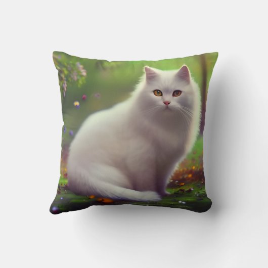 Coussin Belle Chat Blanc Fluffy (Verso)