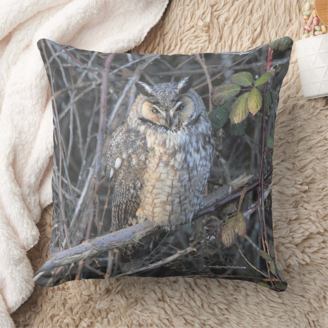 Coussin Belle Chouette à longue Terre au coucher du soleil (Couverture)