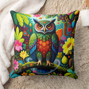 Coussin Belle chouette oiseau fée