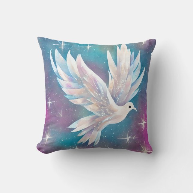 Coussin Belle colombe blanche Parties scintillant blanche (Recto)