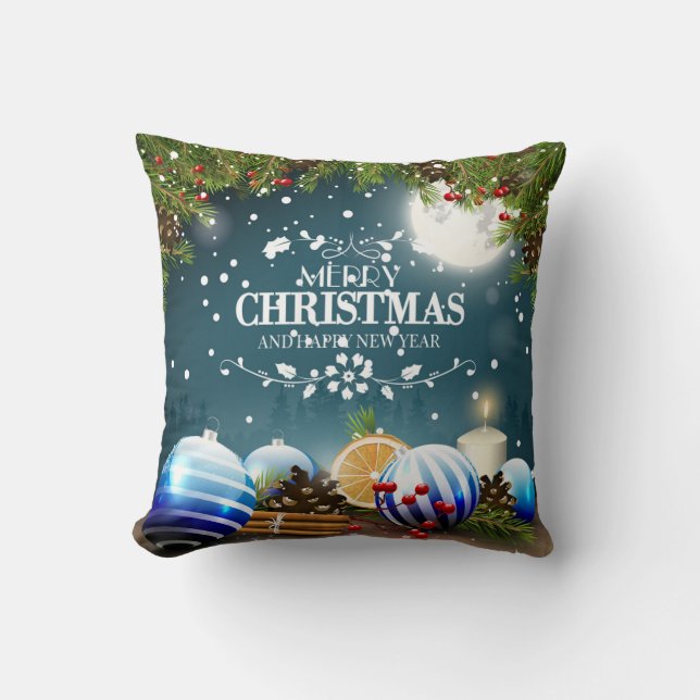 Coussin Belle conception de Noël avec branches de neige (Recto)