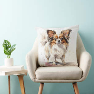 COUSSIN BELLE COULEUR D'EAU PETIT PAPILLON POPPY CHIEN