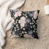 Coussin belle couleur noire fleurs d'aquarelle parsemé (Couverture)