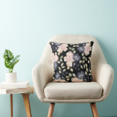 Coussin belle couleur noire fleurs d'aquarelle parsemé (Chaise)