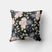 Coussin belle couleur noire fleurs d'aquarelle parsemé (Verso)