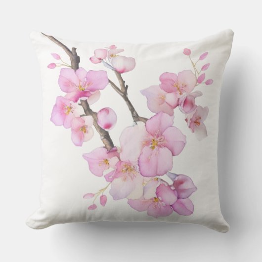 Coussin Belle couleur rose cerise Sakura fleurs (Recto)