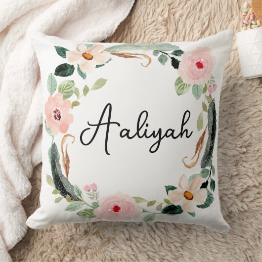 Coussin Belle couronne fleurie Nom Monogramme (Couverture)