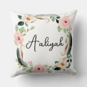 Coussin Belle couronne fleurie Nom Monogramme (Verso)