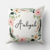 Coussin Belle couronne fleurie Nom Monogramme (Recto)