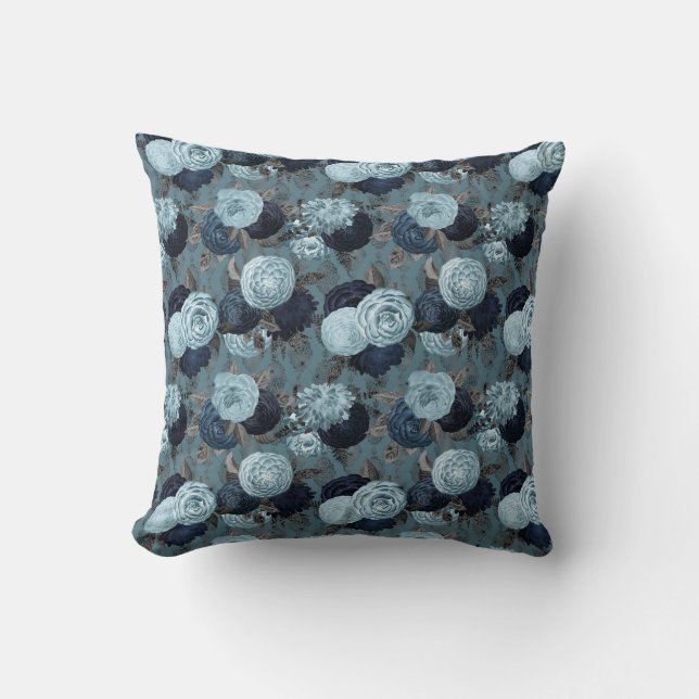 COUSSIN BELLE COUSSURE DE BOUQUET FLEURIE AQUA BLEU (Recto)