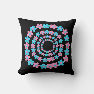 Coussin Belle couverture à motif floral bleu et rose