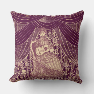 Coussin Belle dame avec guitare