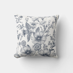Coussin Belle échelle grise Dessin croquis floral