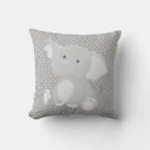 Coussin Belle Éléphant Gris et Blanc à pois (Recto)