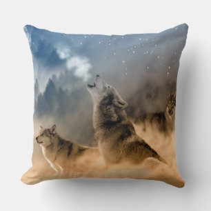 Coussin Belle Étoiles Foggy Cold Night Wolfs Howl