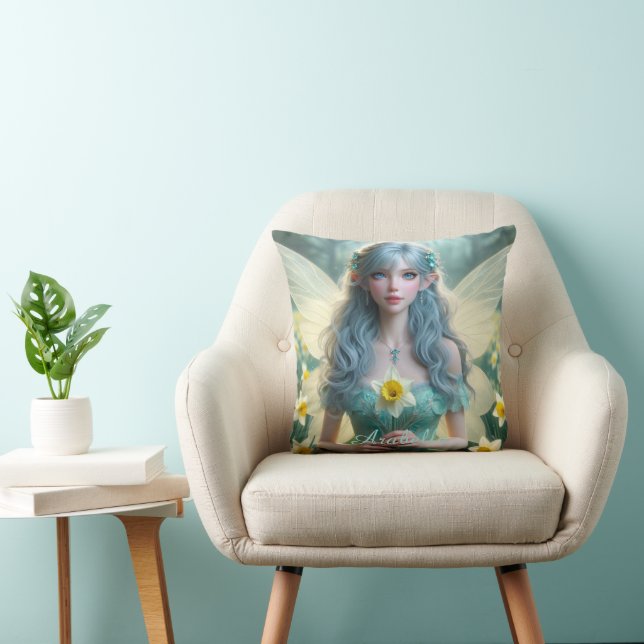 Coussin Belle fée de mars dans les jonquilles (Chaise)