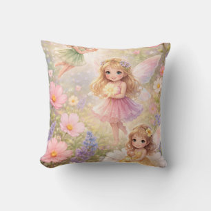 Coussin Belle Fée et fleurs