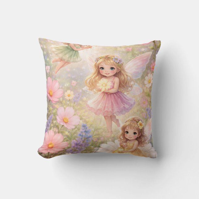 Coussin Belle Fée et fleurs  (Recto)
