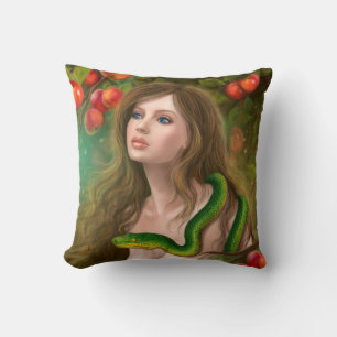 Coussin Belle femme Eve et serpent.