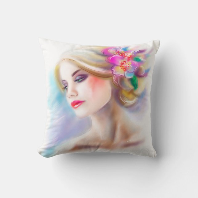 Coussin belle femme portrait mode illustration (Recto)