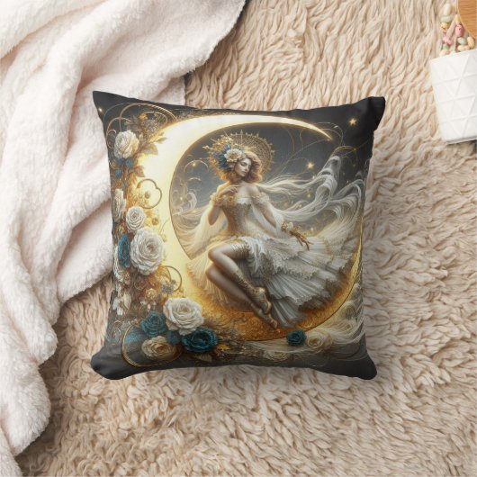 Coussin Belle femme Steampunk sur la Lune (Couverture)