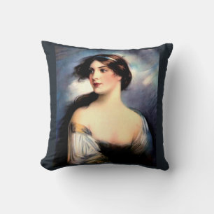 Coussin belle femme victorienne soufflée par le vent