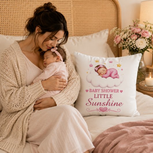 Coussin Belle Fête de Naissance Bébé Rose
