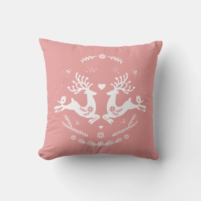 Coussin Belle Fête Scandi Pink Christmas Deer (Recto)