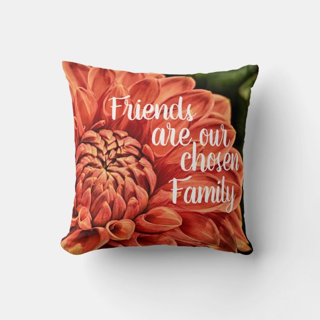 Coussin Belle Fleur Orange Amis Choisi Famille (Recto)