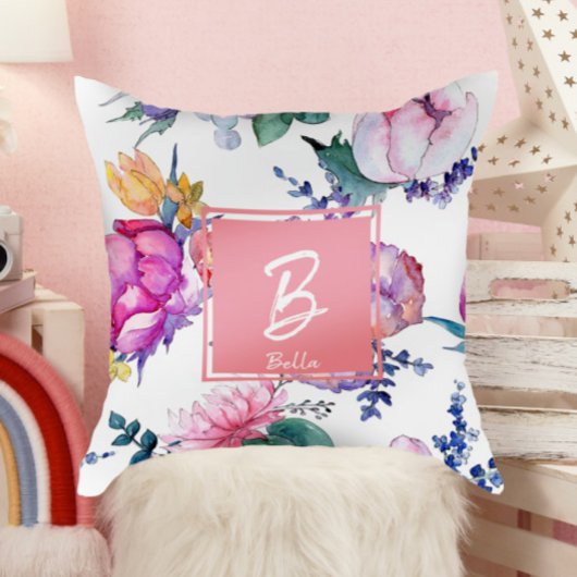 Coussin Belle Fleur Rose Stamp Girl Nursery