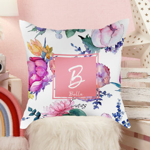 Coussin Belle Fleur Rose Tampon Fille Nursery