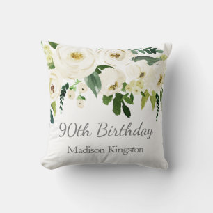 Coussin Belle Fleurs Blanches Femmes 90e anniversaire Cade