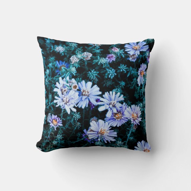 Coussin belle fleurs naturelles bleues (Recto)