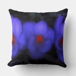 Coussin Belle floraison de crocus bleu pourpre
