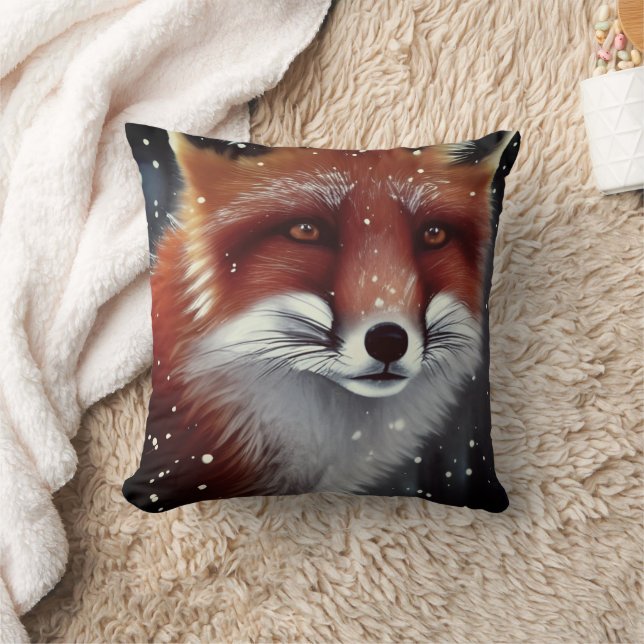 Coussin Belle Fluffy Renard Rouge en Neige (Couverture)