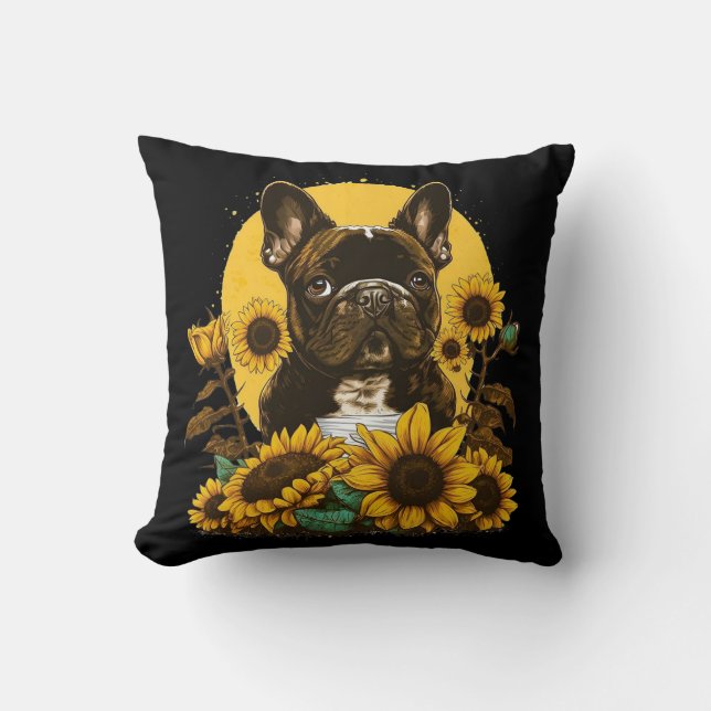 Coussin Belle French Bulldog Tournesol Lover Dessin Art (Recto)