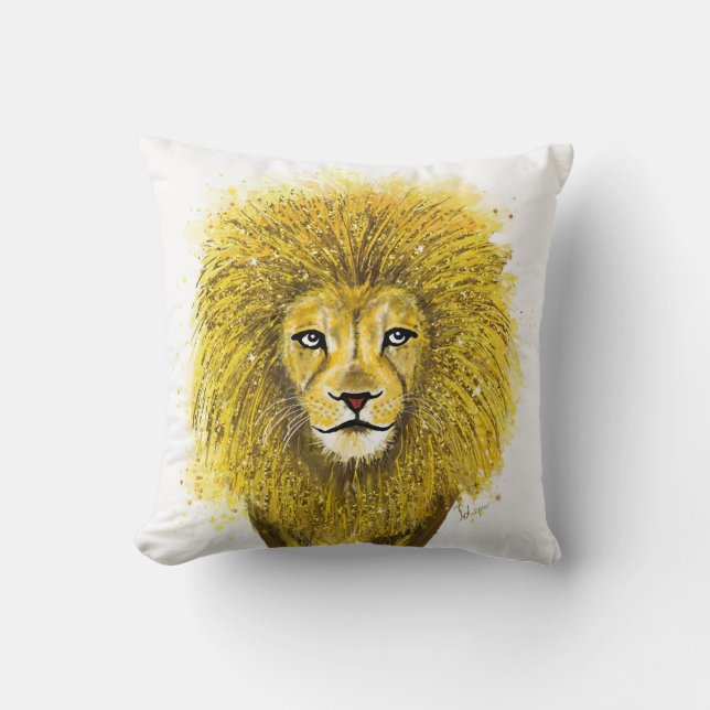 Coussin Belle Glitterie Lion Or (Recto)