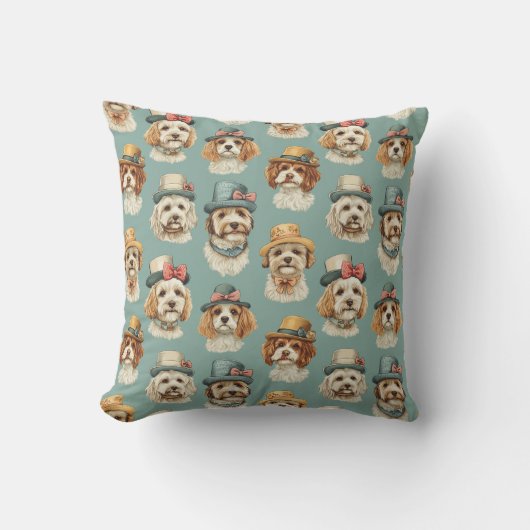 Coussin Belle illustration de Chiens en Casquette (Recto)