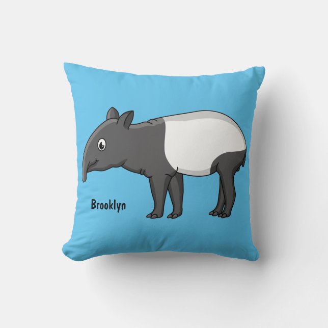 Coussin Belle illustration de tapir de dessin animé (Recto)