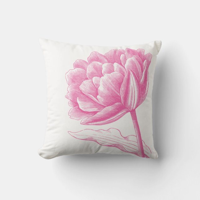 Coussin Belle illustration Vintage rose (Recto)