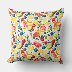 Coussin Belle impression cool avec cocktails et fruits