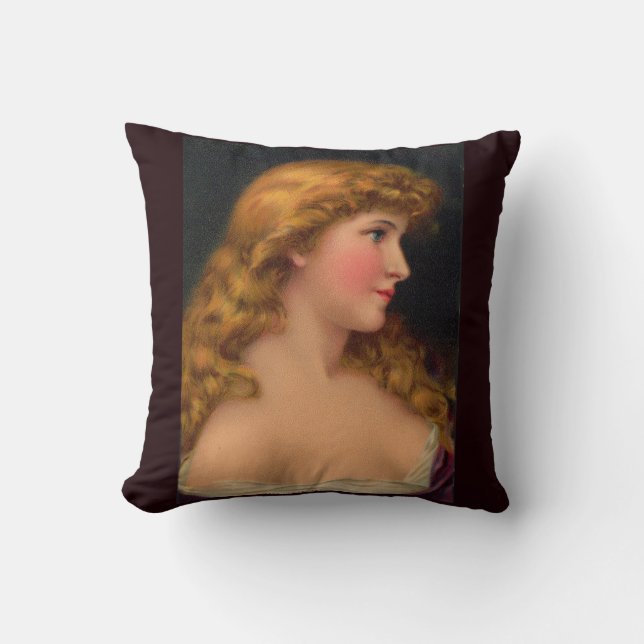 Coussin Belle impression femme du 19ème siècle (Recto)