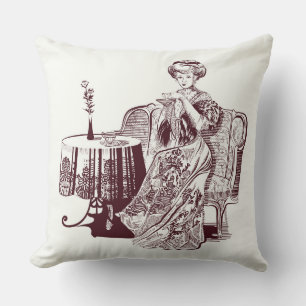 Coussin Belle Lady boissons thé