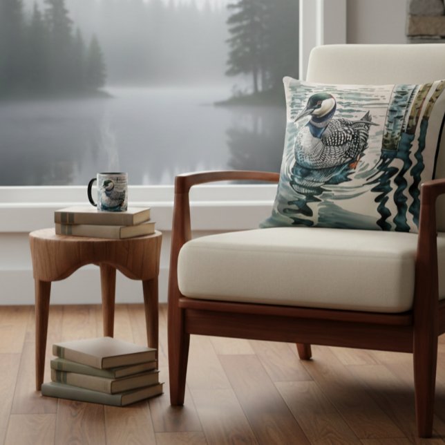 Coussin belle laine sur l'eau en aquarelle (Créateur téléchargé)