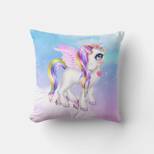 Coussin Belle licorne avec Rainbow Mane (Recto)
