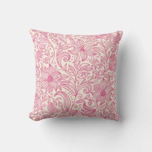 Coussin Belle main rose dessinée Dessin floral