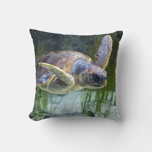 Coussin Belle natation de tortue marine (Recto)