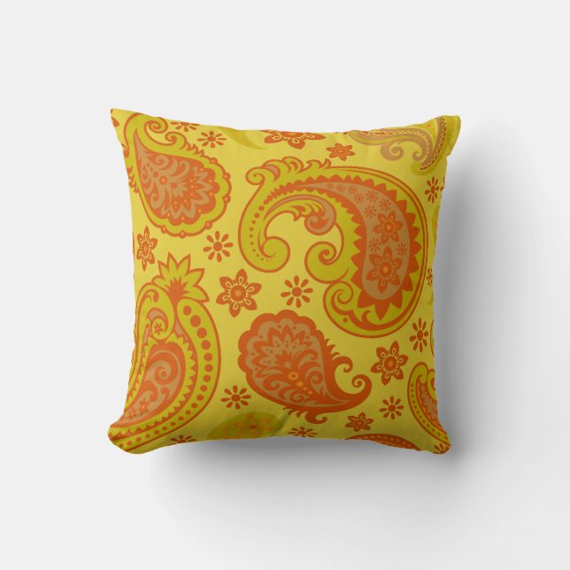 Coussin Belle Paisley| teint jaune (Recto)