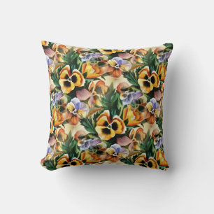 Coussin Belle Pansies de Motif Vintage rétro élégant
